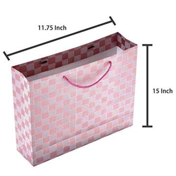 MyGift Versatile Glitter Checkerboard Gift Bags Set