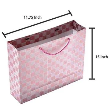 MyGift Versatile Glitter Checkerboard Gift Bags Set