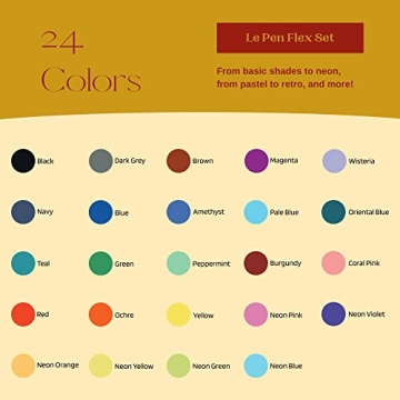 Marvy Uchida Le Pen Flex 24 Colors - Vibrant Brush Pens for Artists