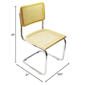 Marcel Breuer Cesca Cane Cantilever Side Chair w/Chrome Frame & Natural Wood (Made in Italy)