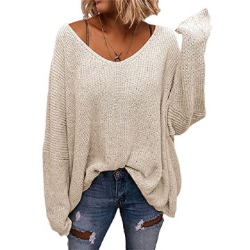 Stylish BZB Women's V Neck Oversized Pullover Sweater