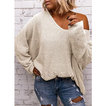 Stylish BZB Women's V Neck Oversized Pullover Sweater