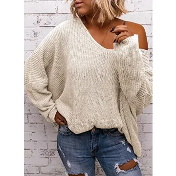 Stylish BZB Women's V Neck Oversized Pullover Sweater