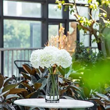 TOPIA High Details Hydrangea Silk Flowers (225 Petals of Each Flower), Artificial Hydrangea Flowers, White Silk Hydrangea Flowers Pack of 4 (Cream White)