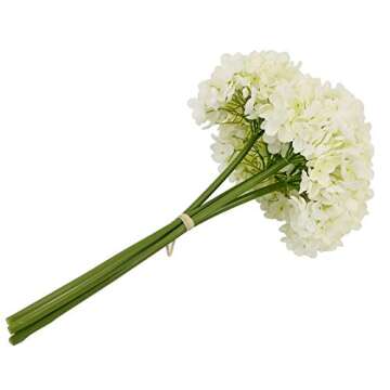 TOPIA High Details Hydrangea Silk Flowers (225 Petals of Each Flower), Artificial Hydrangea Flowers, White Silk Hydrangea Flowers Pack of 4 (Cream White)