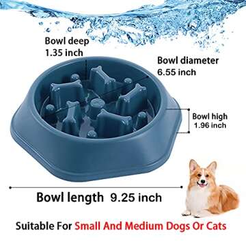 CAISHOW Slow Feeder Dog Bowl Anti Gulping Healthy Eating Interactive Bloat Stop Fun Alternative Non ...