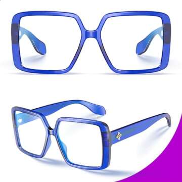 VISOONE Oversized TR90 Blue Light Blocking Glasses Fashion Accessories Non Prescription for Women Ha...