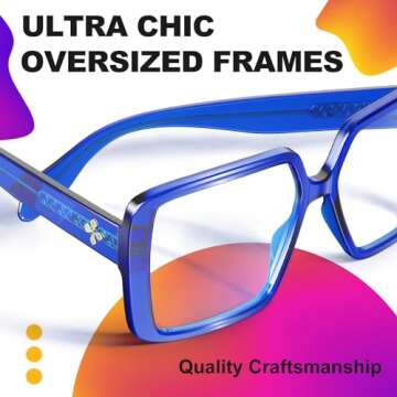 VISOONE Oversized TR90 Blue Light Blocking Glasses Fashion Accessories Non Prescription for Women Harvard