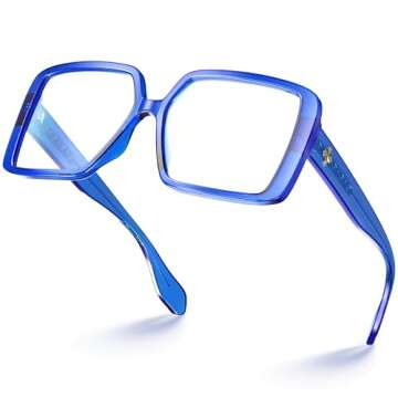 VISOONE Oversized TR90 Blue Light Blocking Glasses Fashion Accessories Non Prescription for Women Harvard
