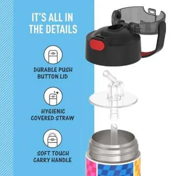 THERMOS FUNTAINER Water Bottle with Straw - 12 Ounce - Kids Stainless Steel Vacuum Insulated Water Bottle with Lid, Super Mario Brothers