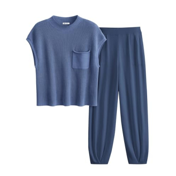 PRETTYGARDEN Women's Summer 2 Piece Sweater Sets - Soft Knit Tops & High Waisted Pants