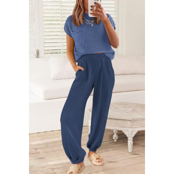 PRETTYGARDEN Women's Summer Knit Sweater & Pants Set