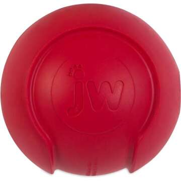 JW Pet Company iSqueak Bouncin' Baseball Dog Toy, Medium (Colors Vary)