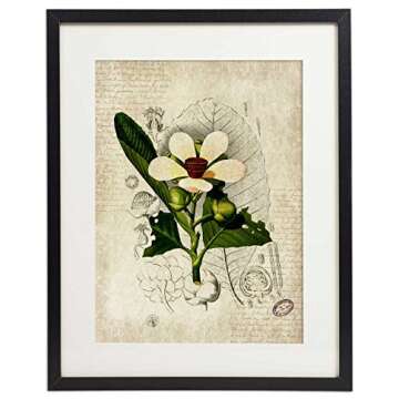 IDIOPIX Vintage Botanical Floral Print Art Home Wall Art Set of 4 Prints UNFRAMED No.3