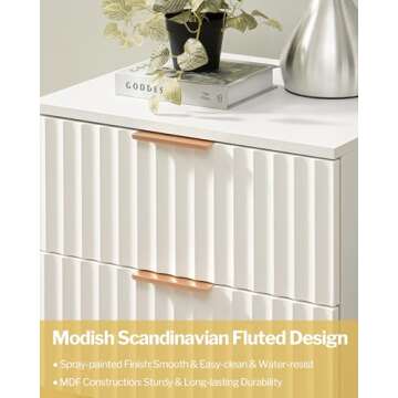 SICOTAS Modern Nightstand Set with 2 Drawers and Golden Legs