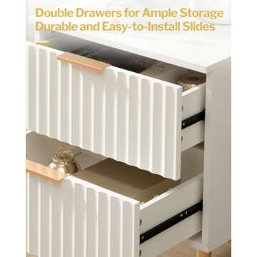 SICOTAS Modern Nightstand Set with 2 Drawers and Golden Legs