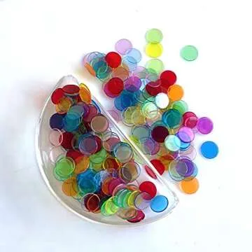 FREE MARKET 1200 Bingo Chips Semi Clear Transparent Colors | Board Game Pieces | Bingo Markers| 3/4 inch Bingo Supplies