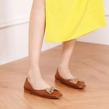 C.Paravano Women's Square Toe Ballet Flats for Comfort