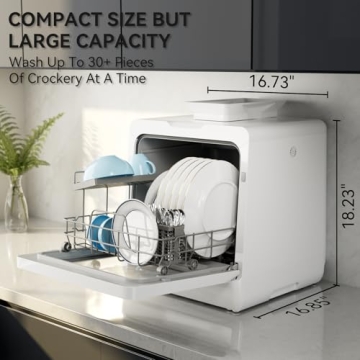 Hermitlux Portable Dishwasher 7 Programs No Hookup Needed