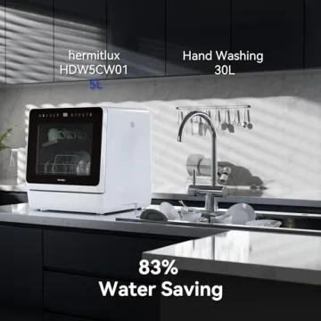 Hermitlux Portable Dishwasher 7 Programs No Hookup Needed
