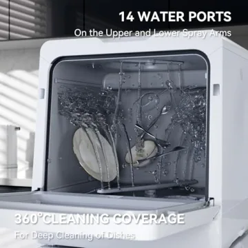 Hermitlux Portable Dishwasher 7 Programs No Hookup Needed