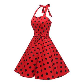Topdress Women'sVintage Polka Audrey Dress 1950s Halter Retro Cocktail Dress