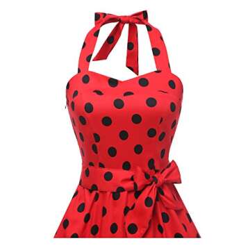 Topdress Women'sVintage Polka Audrey Dress 1950s Halter Retro Cocktail Dress
