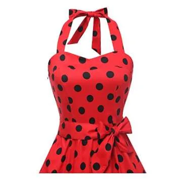 Topdress Women'sVintage Polka Audrey Dress 1950s Halter Retro Cocktail Dress
