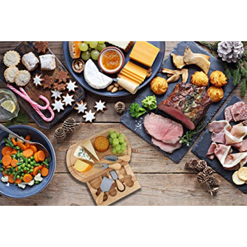 StarBlue Large Oak Cheese Board Set with Knives