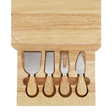 StarBlue Large Oak Cheese Board Set with Knives