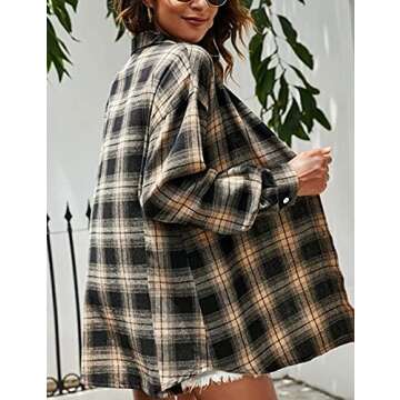 Mingzhu Casual Flannel Oversized Plaid Shirt for Women