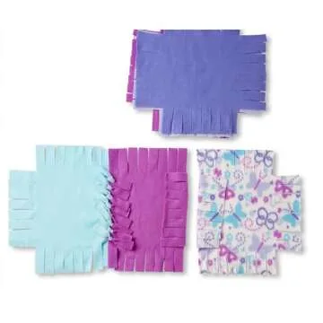 Melissa & Doug Created by Me! Butterfly Fleece Quilt No-Sew Craft Kit (48 Squares, 4 feet x 5 feet)