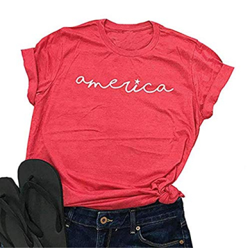 America Shirts for Women Cute Graphic Tee for 4th of July and Summer Casual Wear