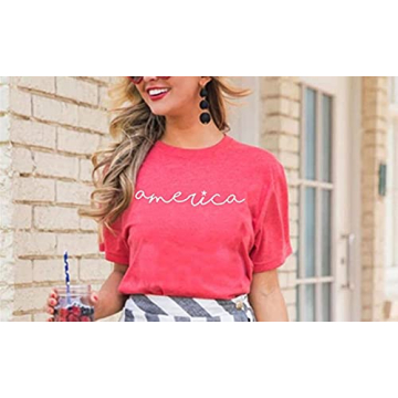 America Shirts for Women Cute Graphic Tee 4th of July T