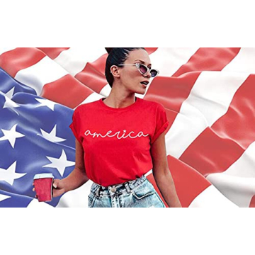 America Shirts for Women Cute Graphic Tee 4th of July T