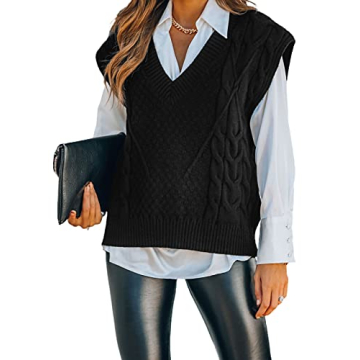 Dokotoo Women's Cable Knit Sweater Vest - Cozy Fall & Winter Fashion