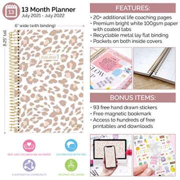 bloom daily planners 2021-2022 Academic Year Day Planner & Calendar (July 2021 - July 2022) - 6” x 8.25” - Weekly/Monthly Agenda Organizer with Stickers and Bookmark - Leopard