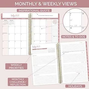 bloom daily planners 2021-2022 Academic Year Day Planner & Calendar (July 2021 - July 2022) - 6” x 8.25” - Weekly/Monthly Agenda Organizer with Stickers and Bookmark - Leopard