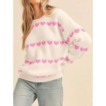 Saodimallsu Women's Heart Sweater - Cute & Casual Knit Top