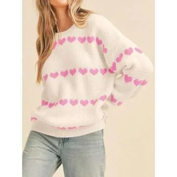 Saodimallsu Women's Heart Sweater - Cute & Casual Knit Top