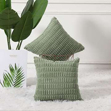 Soft Sage Green Boho Throw Pillow Covers Set of 2 26x26