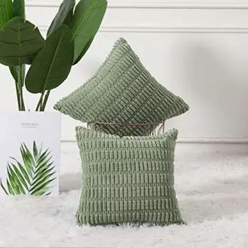 Soft Sage Green Boho Throw Pillow Covers Set of 2 26x26
