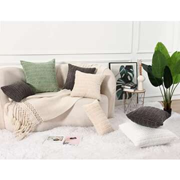 Soft Sage Green Boho Throw Pillow Covers Set of 2 26x26