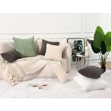 Soft Sage Green Boho Throw Pillow Covers Set of 2 26x26