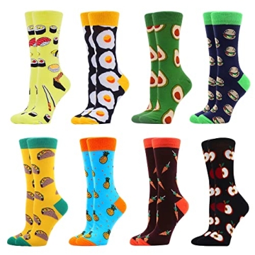 WeciBor Women's Novelty Colorful Pattern Socks, 8 Pairs Multicolor Fruit, Size 8-12