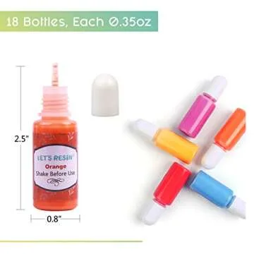 LET’S Resin 18 Colors Epoxy Pigment, Opaque Liquid Resin Colorant Each 0.35oz,Odorless Epoxy Resin Dye Solid Color Liquid Dye for Resin Jewelry DIY Crafts Art Making