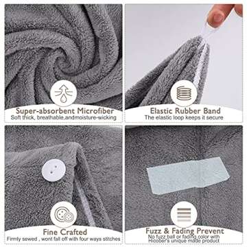 BEoffer Microfiber Hair Towel, 3 Packs Hair Turbans for Women, Men,Kids, Quick Dry Hair Wrap Towels for Curly,Long, Curly Hair Anti Frizz (Gray+Pink+Blue)