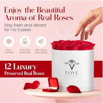 VLove® Forever Roses in a Box | Real Roses Forever Flowers Box | Naturally Preserved Flowers | Pres...