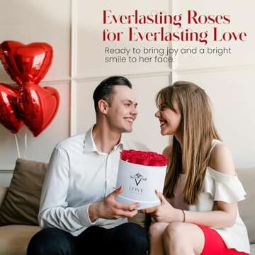 VLove® Forever Roses in a Box | Real Roses Forever Flowers Box | Naturally Preserved Flowers | Preserved Rose Box | Eternal Rose That Last A Year