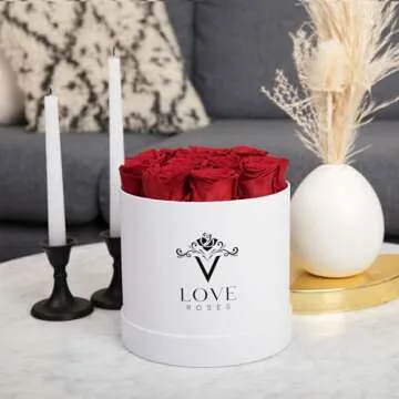 VLove® Forever Roses in a Box | Real Roses Forever Flowers Box | Naturally Preserved Flowers | Preserved Rose Box | Eternal Rose That Last A Year